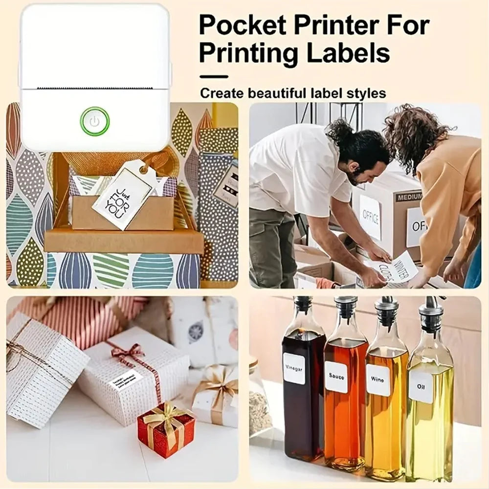 Mini Inkless Sticker Printer - Portable Thermal Photo & Label Maker