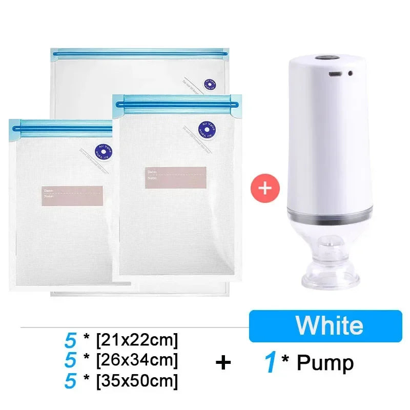 Vacuum Sealer Bags Set: Reusable, Electric Pump, Sous Vide Ready - BPA Free