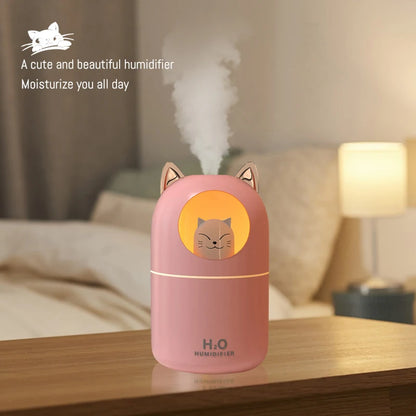 300ml Cat Humidifier: Ultra-Silent, Cool Mist, USB Powered - Perfect for Kids & Adults!