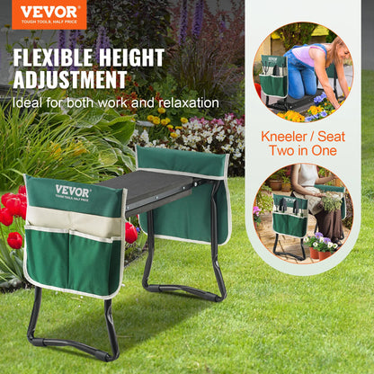 VEVOR Garden Kneeler and Seat: Foldable Kneeling Bench with Tool Bag - Comfortable Gardening