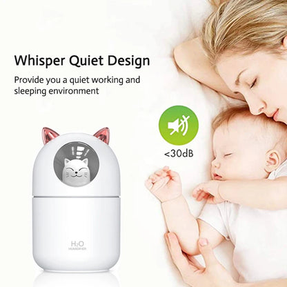 300ml Cat Humidifier: Ultra-Silent, Cool Mist, USB Powered - Perfect for Kids & Adults!