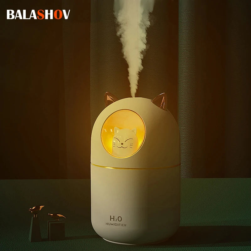 300ml Cat Humidifier: Ultra-Silent, Cool Mist, USB Powered - Perfect for Kids & Adults!