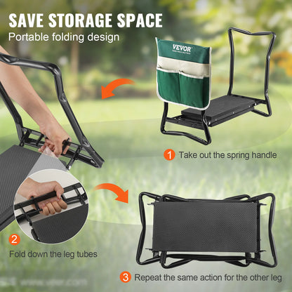 VEVOR Garden Kneeler and Seat: Foldable Kneeling Bench with Tool Bag - Comfortable Gardening