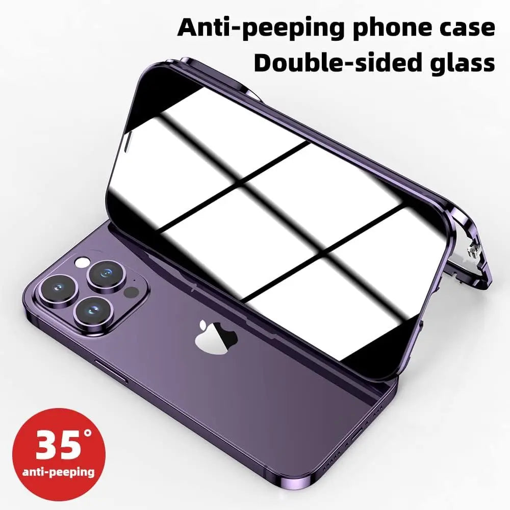 Double Glass Anti-Peep iPhone Case With Camera Lense Protection Cover