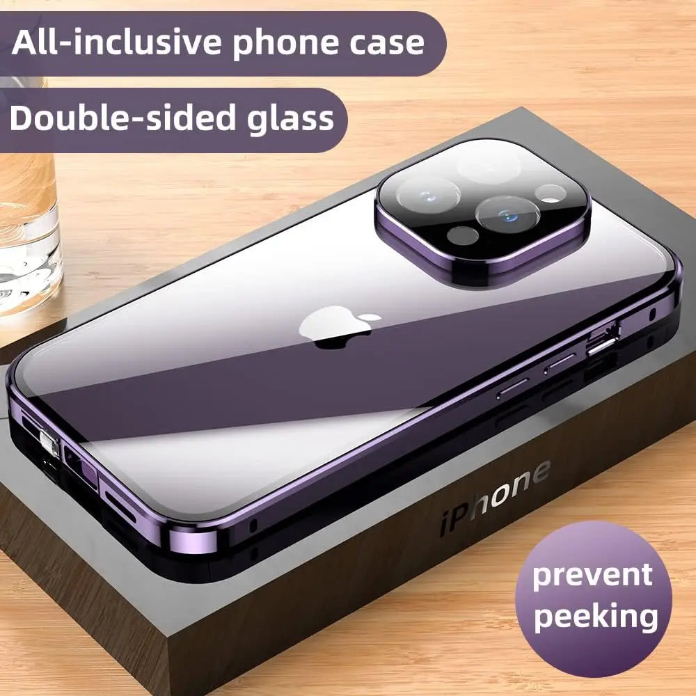 Double Glass Anti-Peep iPhone Case With Camera Lense Protection Cover