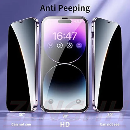 Double Glass Anti-Peep iPhone Case With Camera Lense Protection Cover