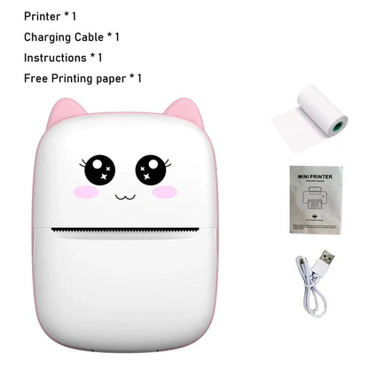 Portable 58mm Thermal Label Printer - Mini Cat Photo Printer for iOS/Android