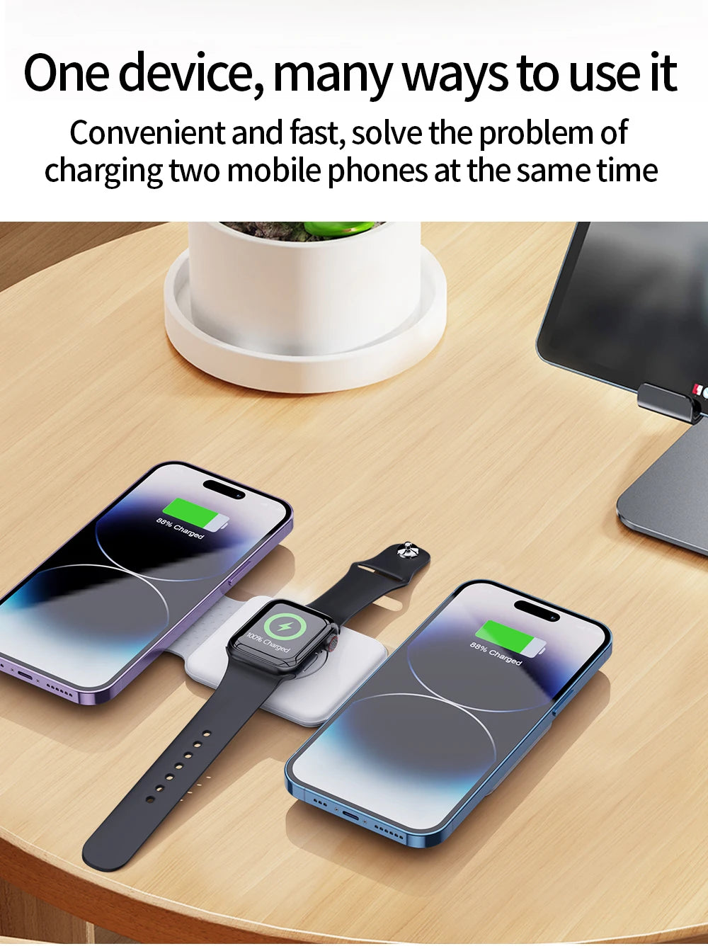 Magnetic 3-in-1 Wireless Charger - iPhone, Apple Watch, AirPods