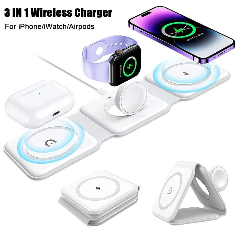 Magnetic 3-in-1 Wireless Charger - iPhone, Apple Watch, AirPods