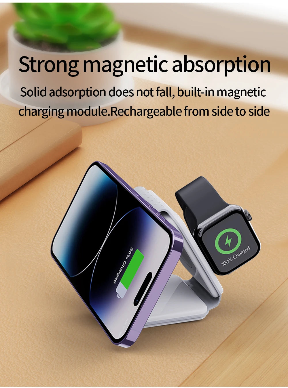 Magnetic 3-in-1 Wireless Charger - iPhone, Apple Watch, AirPods