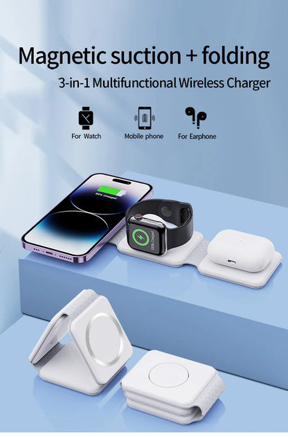 Magnetic 3-in-1 Wireless Charger - iPhone, Apple Watch, AirPods