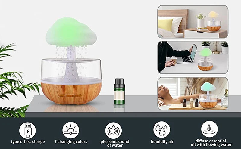 Xiaomi Rain Cloud Humidifier: Night Light, Essential Oil Diffuser, Simulated Rain