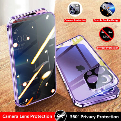 Double Glass Anti-Peep iPhone Case With Camera Lense Protection Cover