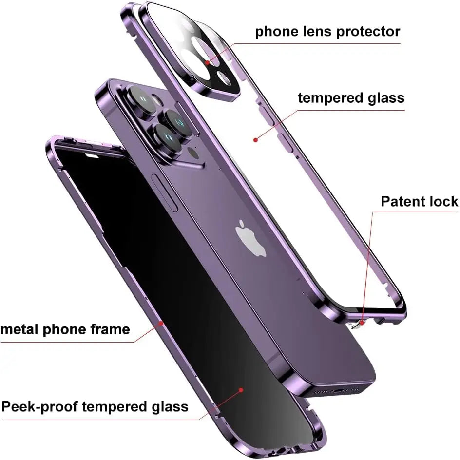 Double Glass Anti-Peep iPhone Case With Camera Lense Protection Cover