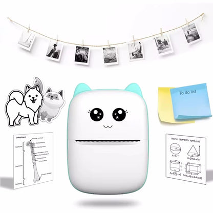 Portable 58mm Thermal Label Printer - Mini Cat Photo Printer for iOS/Android