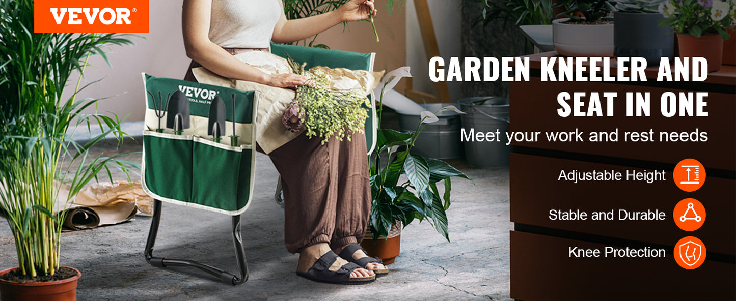 VEVOR Garden Kneeler and Seat: Foldable Kneeling Bench with Tool Bag - Comfortable Gardening